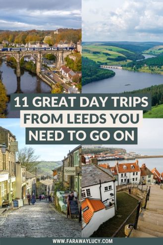 The 9 Great Day Trips from Leeds You Need to Go On. Leeds England UK. The Yorkshire Dales. Manchester. Peak District National Park. Knaresborough. Ilkley. Whitby and Robin Hood's Bay. York. Haworth. Scarborough. Leeds city. Yorkshire England. England travel guide. England travel blog. England travel countryside. England travel itinerary. England travel tips. Click through to read more...